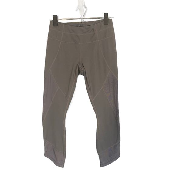 Athleta Gray Mesh Cropped Athletic Yoga Capri Leggings Women Sz S - Picture 1 of 10